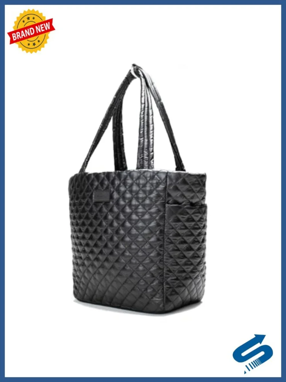 Quilted Tote Bag with Padded Strap, Luggage Sleeve, Hidden Phone Pocket, 18L